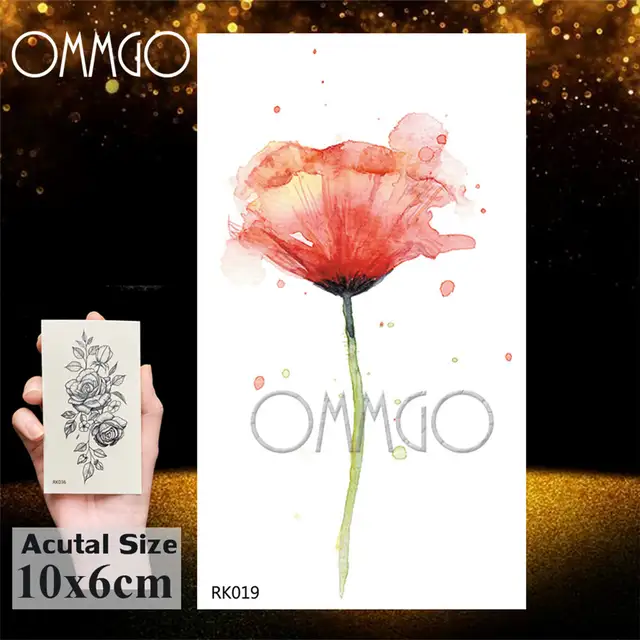 Ommgo Lotus Leaf Buddha Temporary Tattoos Sticker Watercolor Draw Fake Tatoos Custom Tattoo Body Art Arm Girl Women Wrist Deco