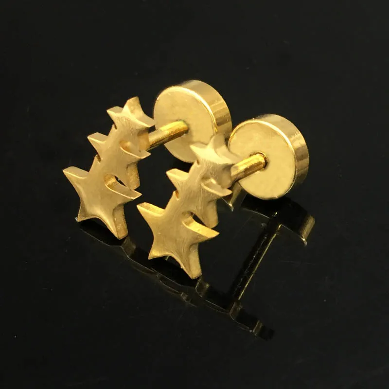 

Screw Stud Earring Stainless Steel Gold Star Anti-allergy Earring Fashion Jewelry For Women/Girls