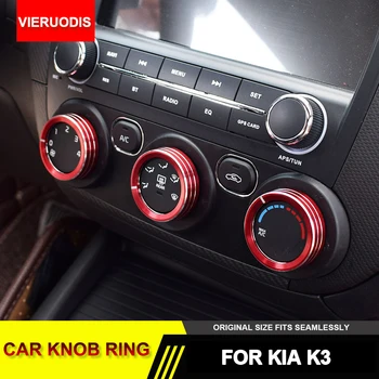 

3pcs/set Car AC Knob Ring Cover Air Conditioning Switch Buttons Decorative Cover Car Accessories Replace for KIA K3 2015-2018