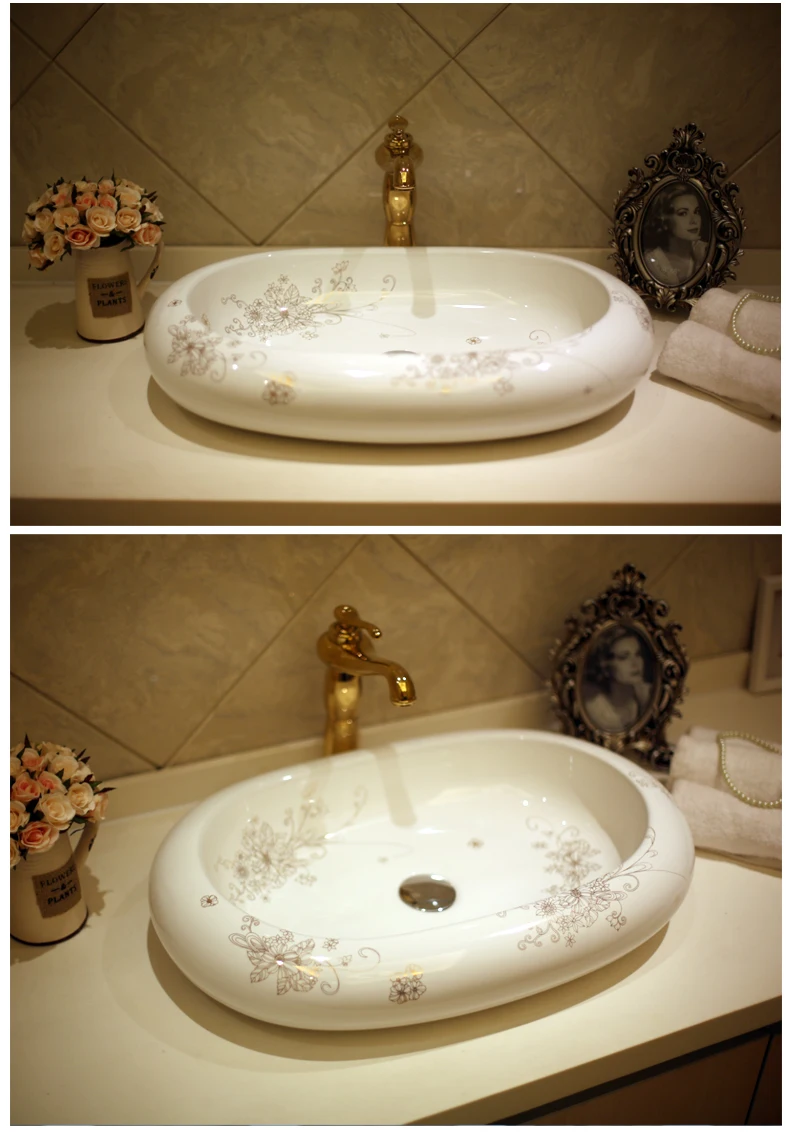 Rectangular Antique Style Handmade Porcelain Art Lavatory Ceramic wash basin Bathroom Sink (1)
