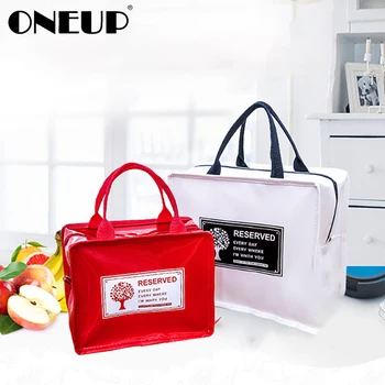 

ONEUP PU Leather Lunch Bag Ice Package Lunch Organizer Storage Container Bags Insulation Rice Bag With Aluminum Foil Food Picnic