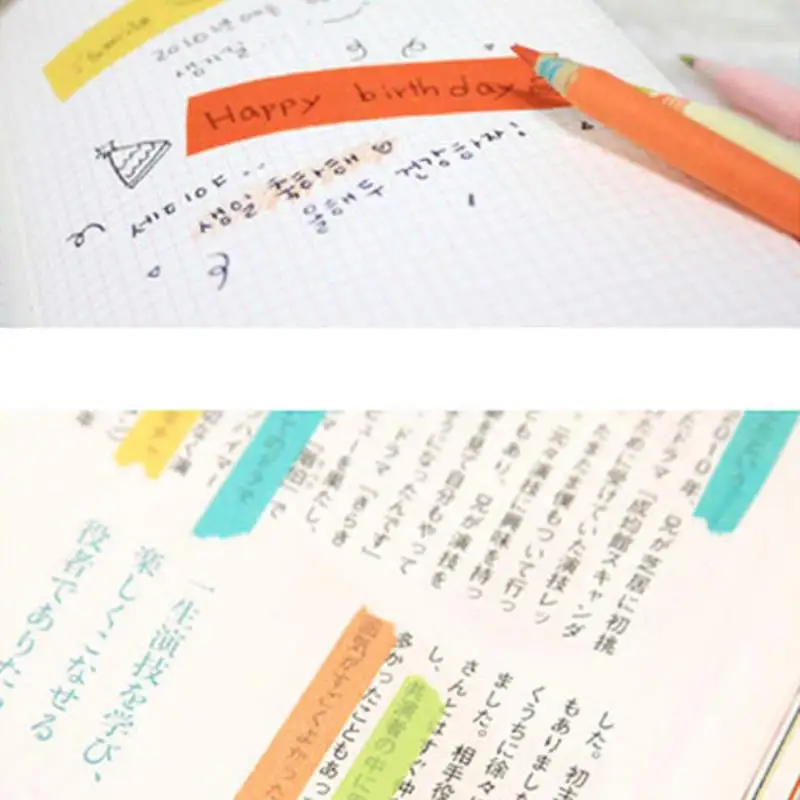 JX-LCLYL 10pcs/set 10in1 Colorful 0.7cm x 5M Adhesive Sticker Washi Paper Masking Tape Decoration