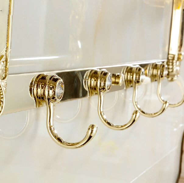 Роскошный золотой латуни Ванная комната Полотенца полки настенные Полотенца держатель Полотенца бар