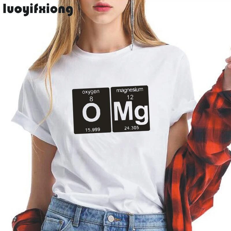 Bilim T Shirt kadın üstleri OMG T shirt oksijen magnezyum komik Geek ekran  baskılı gömlek Tee gömlek Femme öğrenciler kadın Tshirt|Tişörtler| -  AliExpress