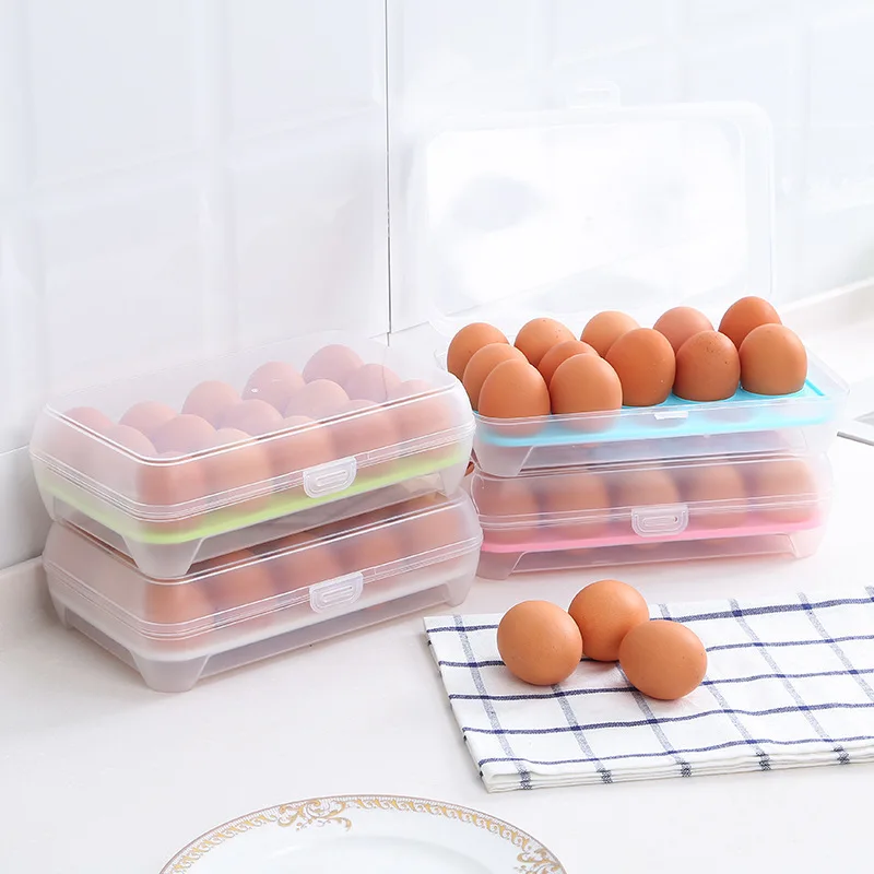 4 ألوان المطبخ الثلاجة البيض تخزين مربع 15 البيض تخزين الحاويات حامل الحفاظ مربع المنزل المطبخ تخزين أدوات