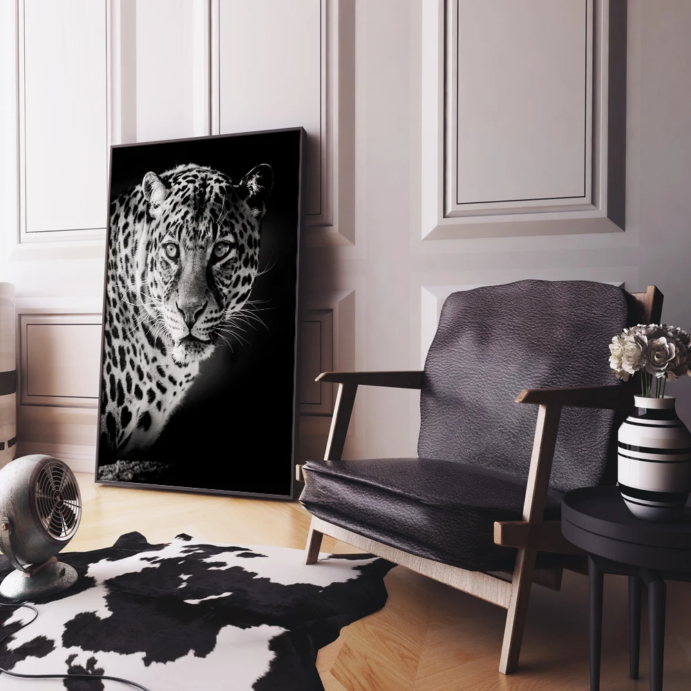Черный и белый стены книги по искусству Холст плакат домашний декор Тигр Слон Орел собака животных картины принт