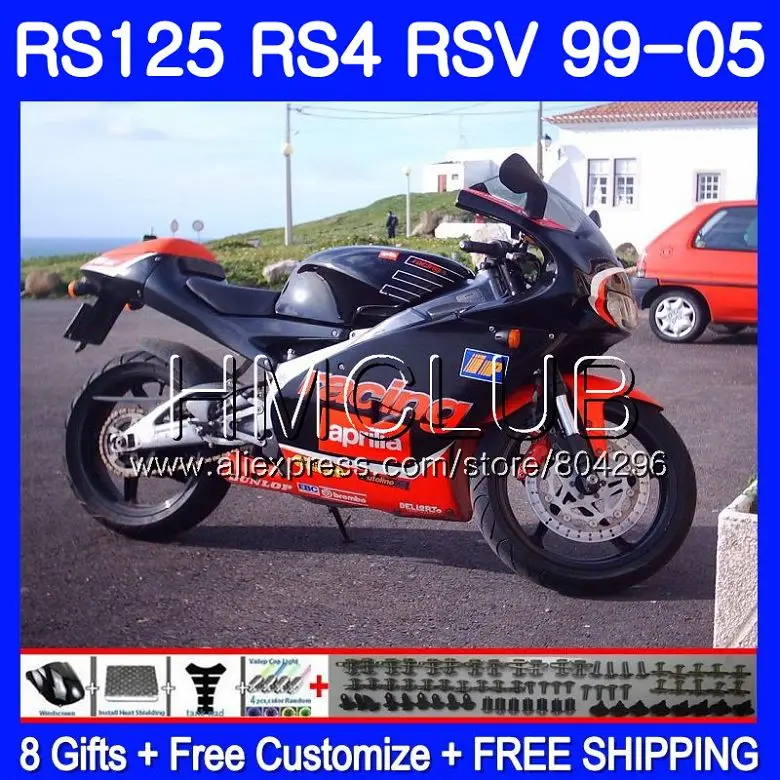 RS4 для Aprilia RS 125 99 00 01 02 03 04 05 122HM14 красный черный горячий RSV125R RSV125 R 1999 2000 2001 2002 2003 2005