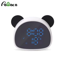 

Cartoon Panda Digital Mirror Alarm Clock Portable LED Display Snooze Function Temperature Display Sounds Control Alarm Clock