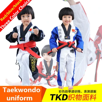 

New high quality Taekwondo dobok TKD cotten & bamboo fiber Uniform WTF series of children Kids Taekwondo Long sleeve clothes