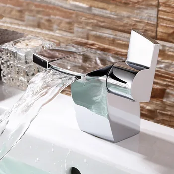 

Brass Chrome Polished Bathroom Waterfall Basin Faucet Sink Mixer Tap