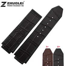 Montre accessoires 25*19mm Étanche Noir brun Bracelet En Caoutchouc bande de montre de Courroie De Bande pour hommes de Marque
