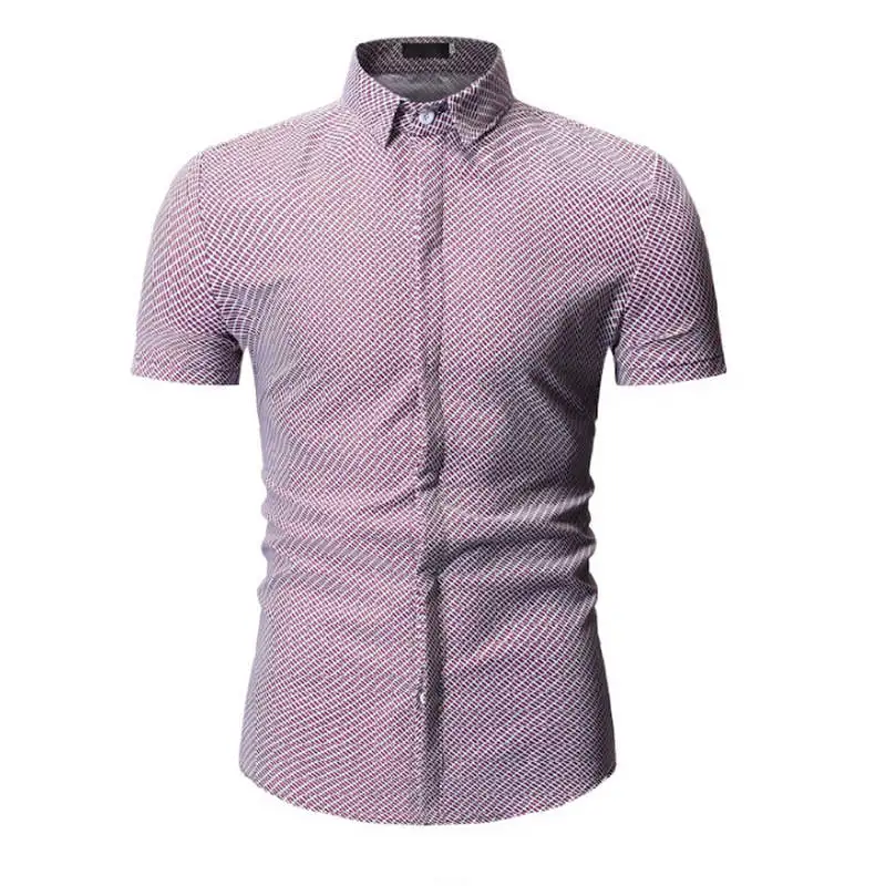 Новые летние мужские рубашки с коротким рукавом slim Fit Camisa Masculina Повседневное мужские рубашки Социальное модные Chemise homme M-3XL - Цвет: YS92 red