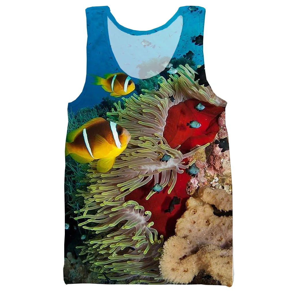 

Tropical Ocean fish 3D printed unisex tank top for men fashion cool summer tank top work out men women tank tops halter tank top
