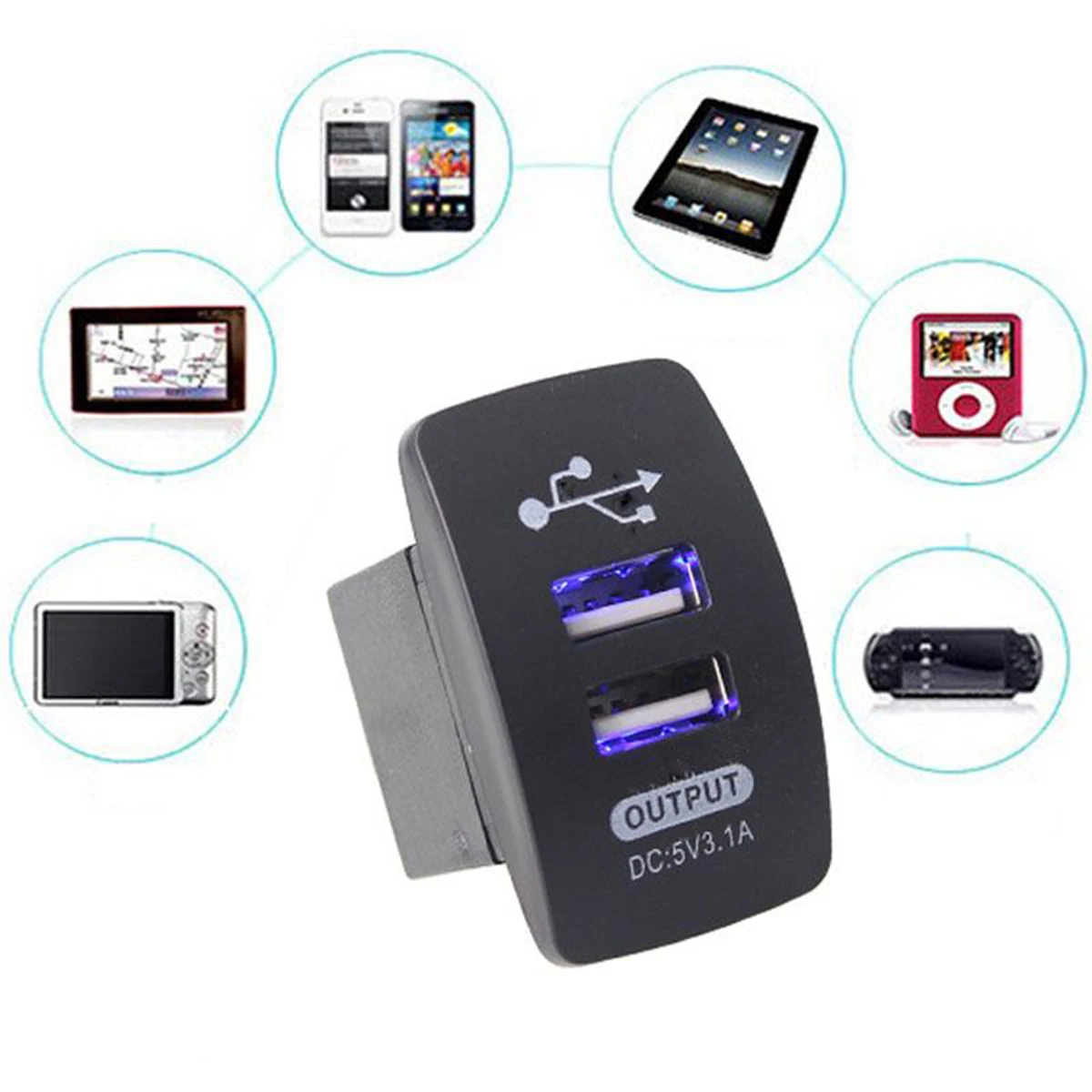 SOONHUA Universal LED Dual Port 2 USB 5V 3.1A Motorcycle Charger Socket Adapter Power Cigarette Lighter Outlet Car Chargers