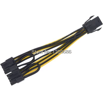 

20CM CPU Molex 6pin to 2 PCI-e 8 (6+2)pin pci express graphics card connectors Power splitters wire harness