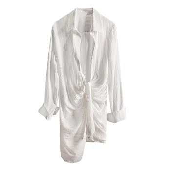 

HIGH QUALITY Newest Fashion 2020 Designer Shirt Women's Long Sleeve Asymmetrical Long Shirt