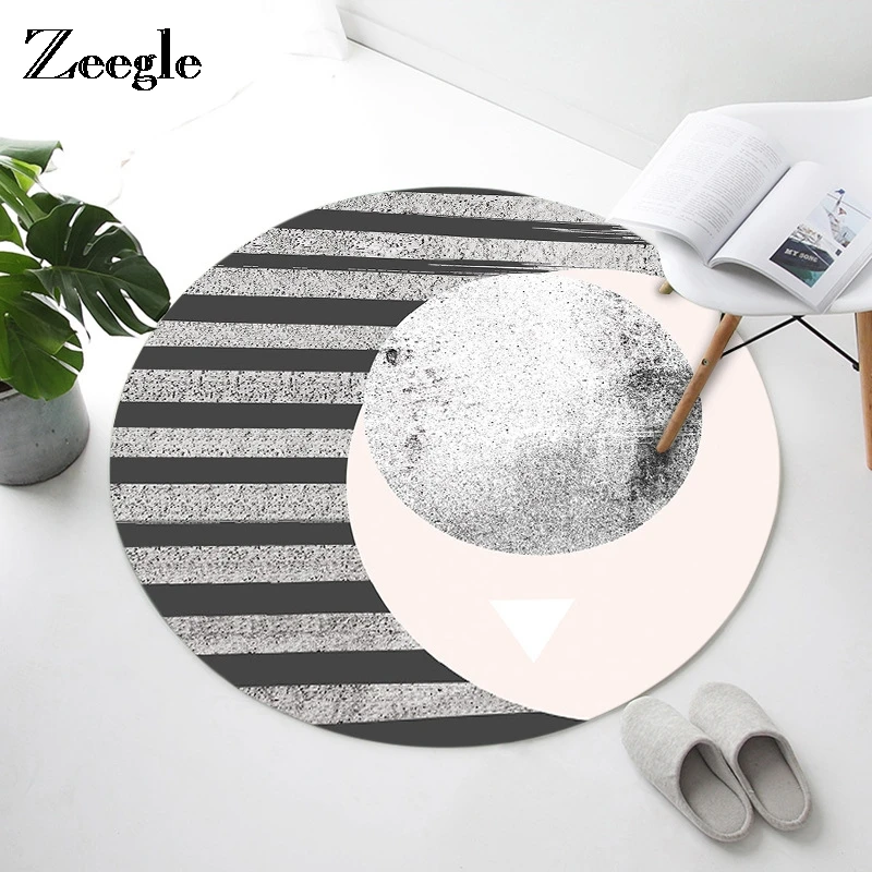 

Zeegle Geometric Round Carpet For Living Room Children Bedroom Rugs And Carpets Computer Chair Floor Mat Cloakroom Carpet