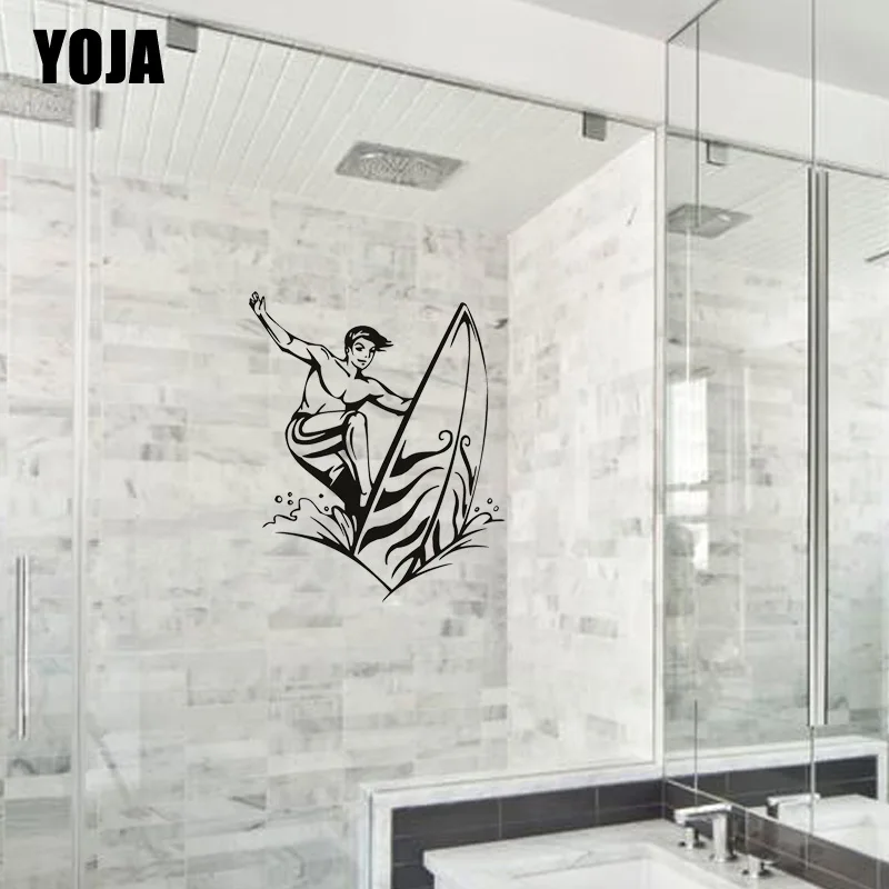 YOJA 25x20.5CM Interesting Home Decor Wall Sticker Bathroom Surf Decal G2-0294 | Дом и сад