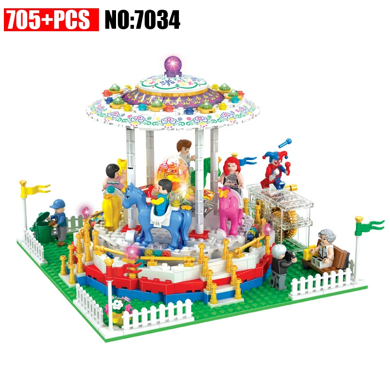 

AIBOULLY 705PCS City Sreet Carousel Winner 7034 Model Building Blocks Toy Bricks Compatible with Kids Toys Gifts