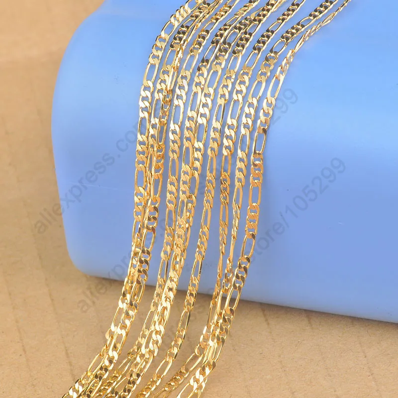 

New Trendy 26 Inch Heavy Real Yellow Gold Filled Figaro Necklace Chains Gold Necklace Men's Long Necklace Fast Shipping