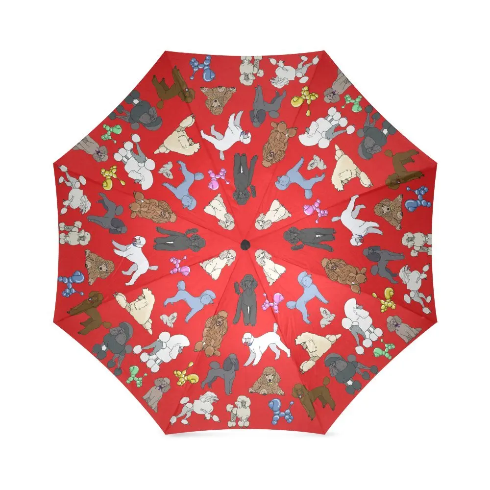 Foldable Poodle Umbrella, Printing, Foldable, Sun, Rain, Folding, Aluminium, High Quality Travel Umbrella For Women