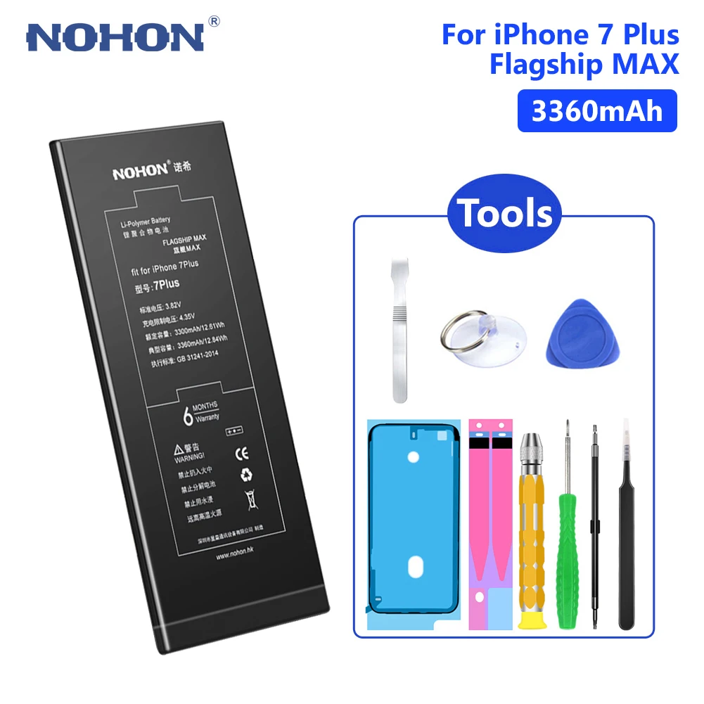 

NOHON Phone Mobile Phone Batteries Real 3360mAh Battery For Lithium Polymer iPhone 7 Plus 7Plus iPhone7 Plus 7+ Free Tools