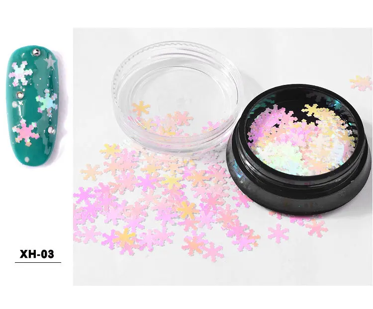 

1 Box 6 Colors Nail Art Christmas Snowflake Sequins Manicure 3D Decorations DIY Nail Art Tools