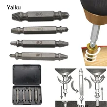 Yalku 4Pcs Screw Extractor Drill Bits Guide Set Broken Damaged Bolt Remover Double Ended Damaged Screw Extractor Drill Bit Tool