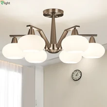 Современные никелевые металлические светодиодные люстры, стеклянные люстры для гостиной, светодиодные подвесные люстры, светильники для столовой, подвесные светильники