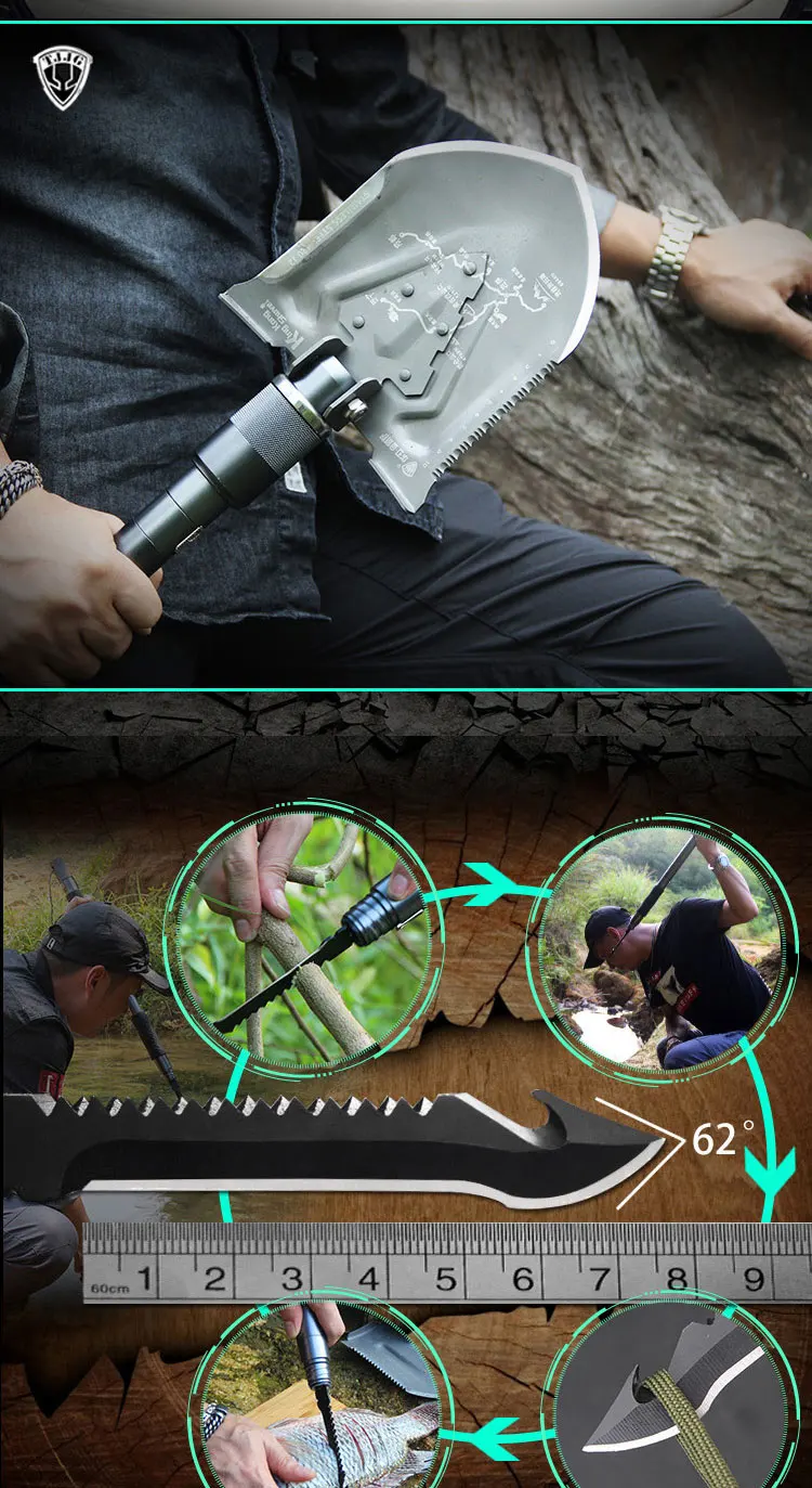 Ferramentas de Sobrevivência Pás Tática Acampar Pás Pás Dobráveis Multifuncionais Militar Chinesa 13 High Quality Esporte e Lazer