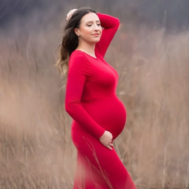 Длинные Аксессуары для беременных, платья для беременных, платья для фотосессии, платья для беременных - Цвет: Красный