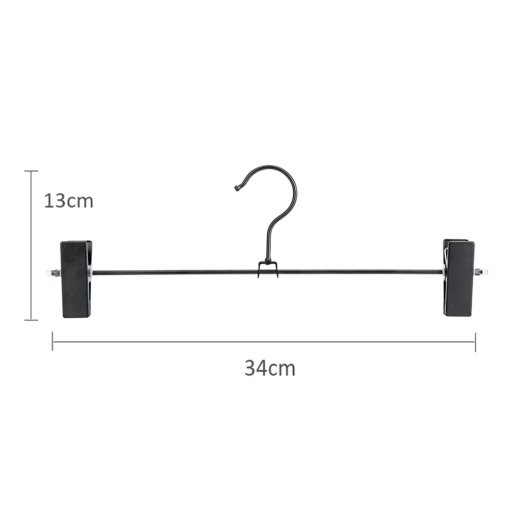 Hangerlink Matt Black Metal Heavy Duty Pants Skirt Slack Hangers, Trousers Hanger with Clips Rack Swivel Hook (12pcs/Lot)