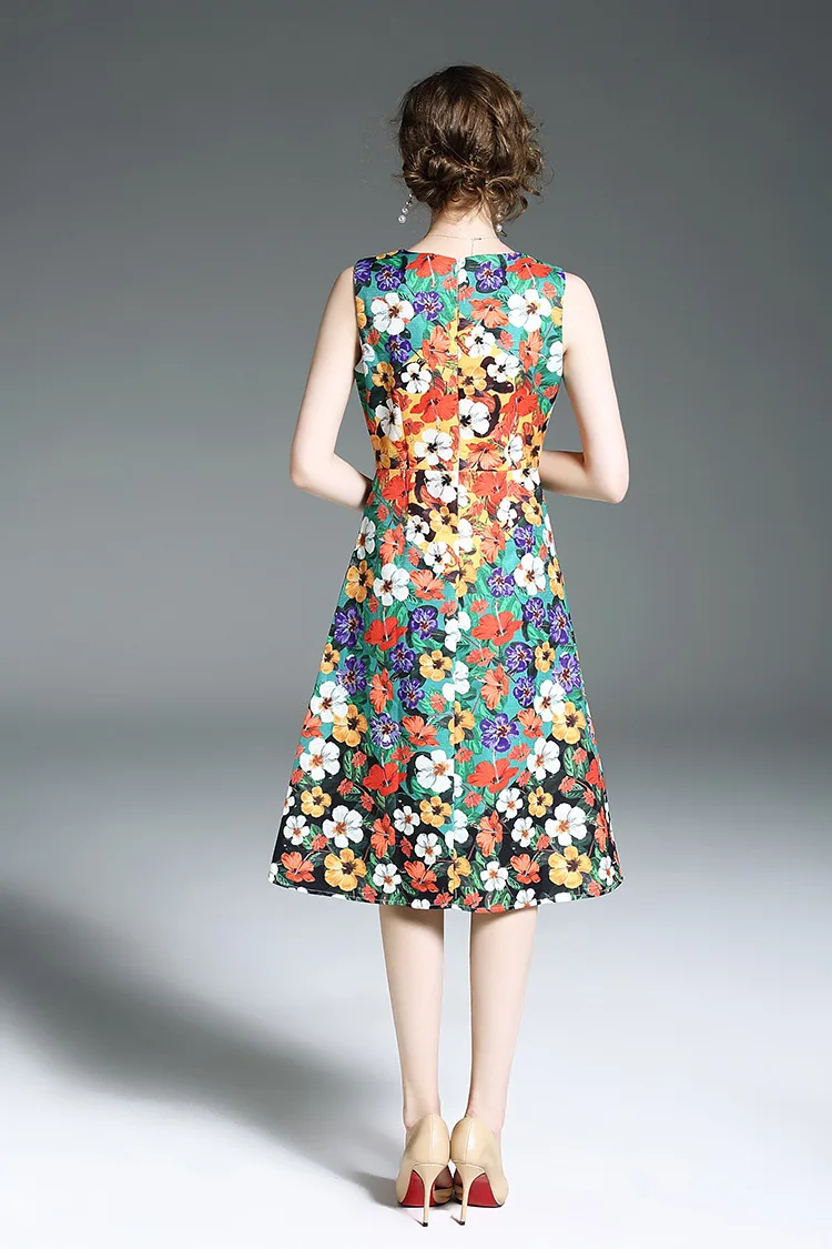 Sans 2018 Mode Nouvelle Mince Femme De D'impression Robe Manches 67xZqg