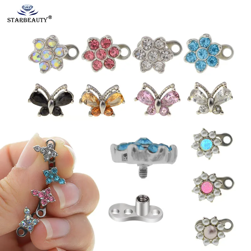 1 шт. 100% хирургическая сталь 14 г Micro Skin Diver дермальный пирсинг Хрустальный Топ