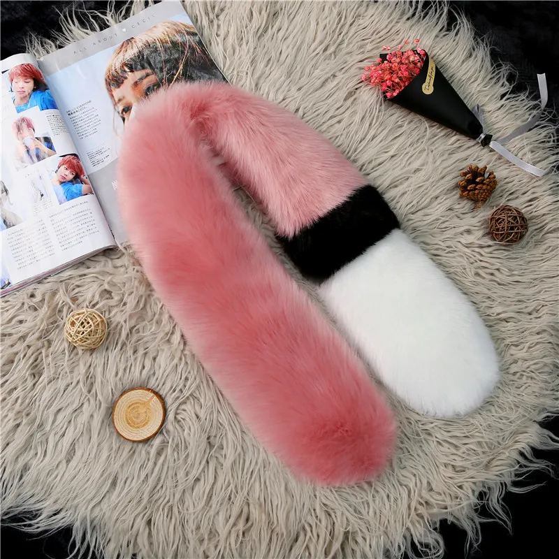 

MIARA.L 2018 winter thickening color matching faux fox fur fur splicing scarf female amphibious shawl collar fur collar laides