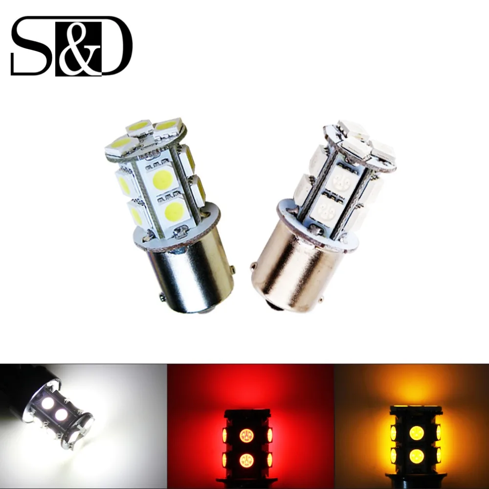 

2Pcs 1156 BA15S P21W 13 SMD 5050 Car White LED Bulbs Brake Turn Signal Reverse Light Tail Bulb auto parking lamp Red Yellow 12V