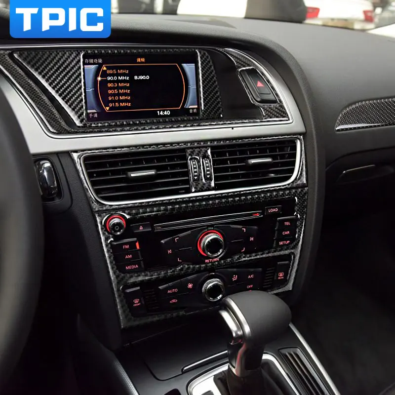 

Car carbon fiber console control CD frame cover trim interior air conditioning knobs decorative frame for A4 A5 B8 Refit