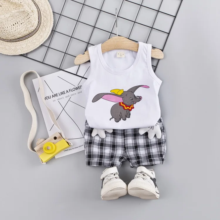 Toddler Boy Clothes Children's Summer New Cartoon Pullover Vest Shorts Two-piece Boy's Children's Sleeveless Vest Suit - Цвет: Фиолетовый