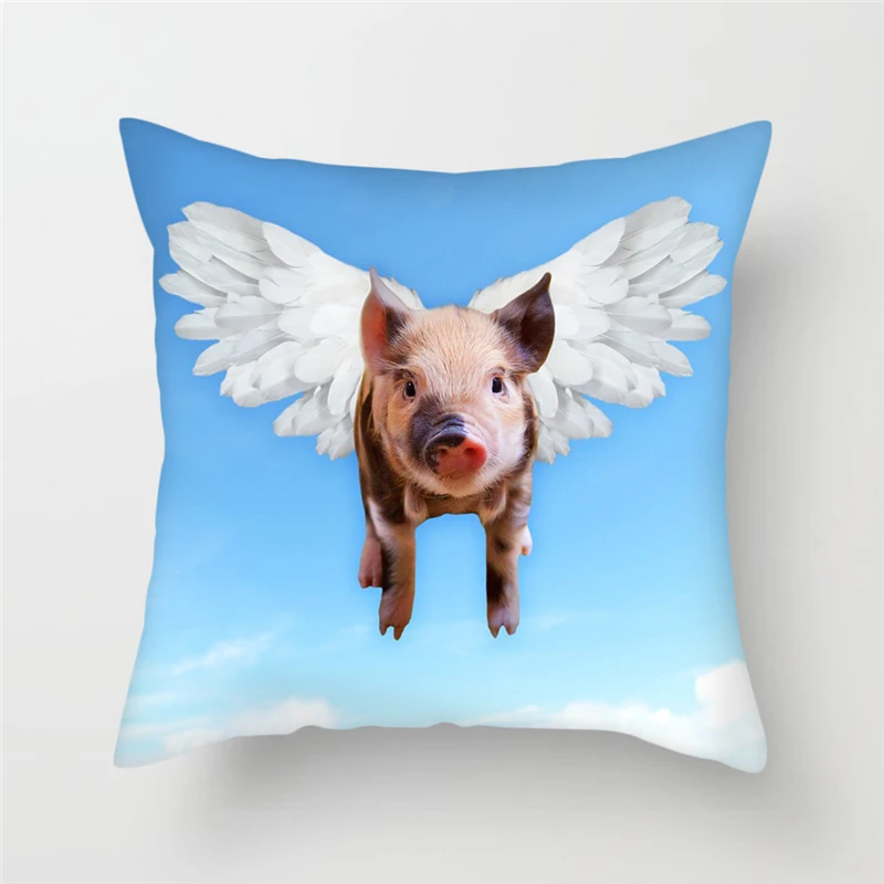 Fuwatacchi чехол для подушки с изображением животных, милый разноцветный чехол для подушки с изображением свиней для дивана, кровати, домашний декор, чехол для подушки с клубничкой, 45 см* 45 см - Цвет: PC06787
