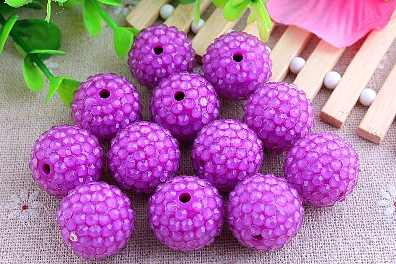 

Kwoi vita Dark Purple Clear Resin Rhinestone Ball beads Wholesales AAA Quality 20mm Chunky 100pcs/lotfor Kids Girl Jewelry