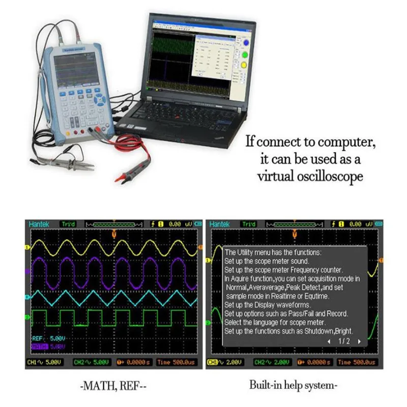 Osciloscopio ручной Портативный Цифровой мультиметр-Осциллограф USB ЖК-дисплей 60 МГц 2 Каналы DMM анализатор спектра