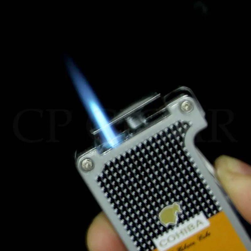 COHIBA ветрозащитная карманная зажигалка портативная 1 фонарь струя пламени сигары легче, чем газ-бутан зажигалки встроенные 2 сигары удар