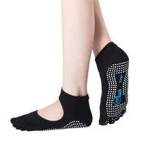 Popfaver, женские хлопковые носки для йоги, с пятью носками, Нескользящие, быстросохнущие, для пилатеса, фитнеса, балета, женские спортивные носки