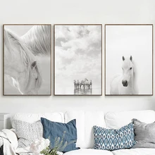 White Horse Scenery Wall Art Canvas Painting Nordic Posters And Print Animal Landscape Wall Pictures For Living Room Home Decor
