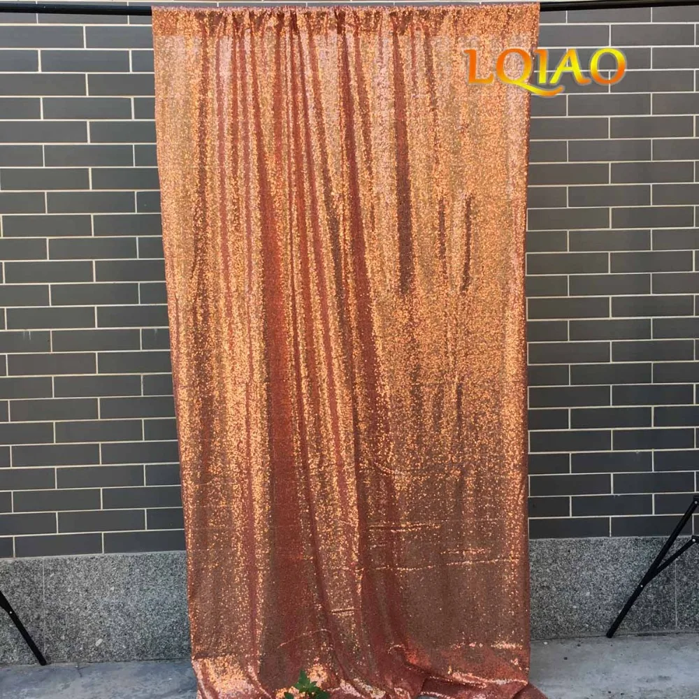 

LQIAO Rose Gold Sequin Backdrop Curtain 4x10ft Sparkly Sequin Fabric Photo Booth Curtain Wedding Birthday Party Decoration