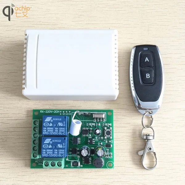 

QIACHIP 433Mhz Universal Wireless Remote Control Switch AC 85V 110V 220V 2CH Relay Receiver Module & RF 433 Mhz for Light Switch