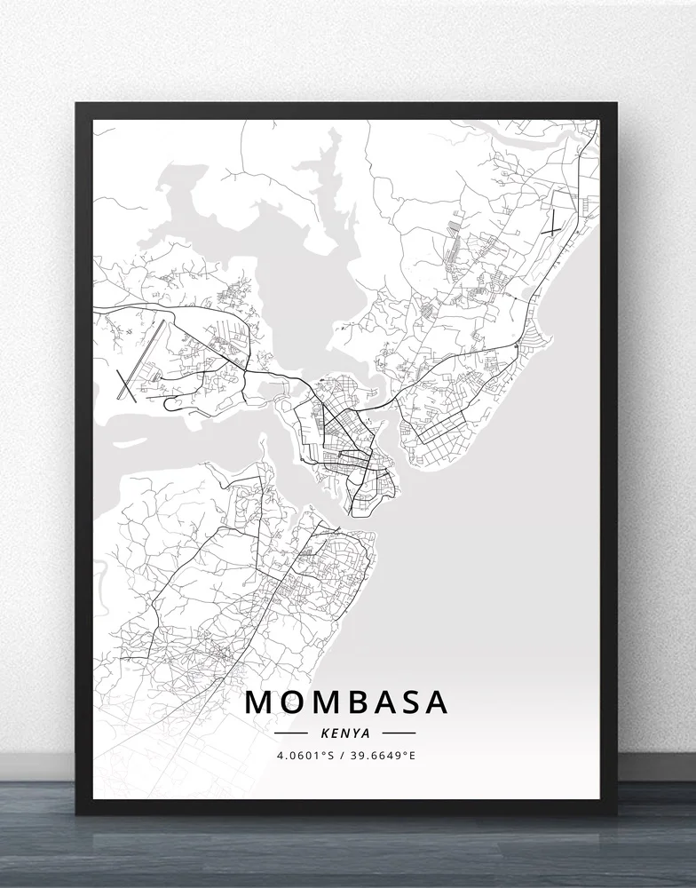 Плакат Mombasa Найроби с картой Кении | Дом и сад