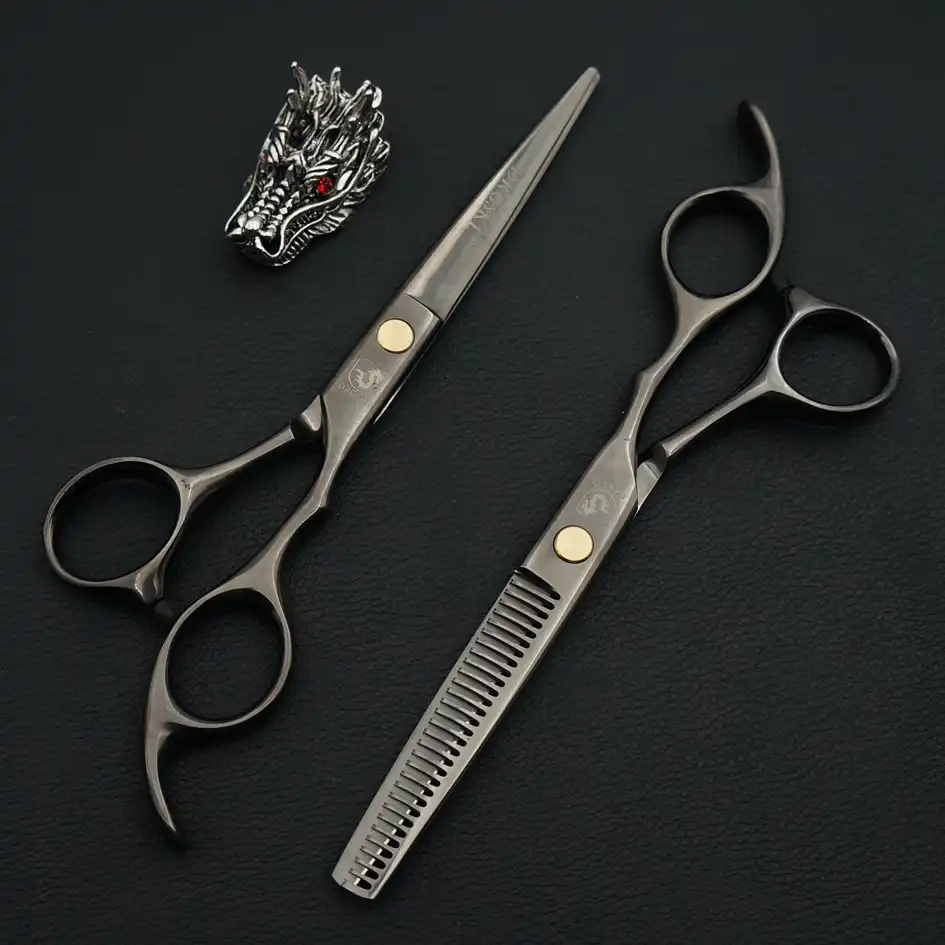 SALE black paint professional hair scissors, 12.12 inch salo barber hair hairdressing scissors familial hair cut shears