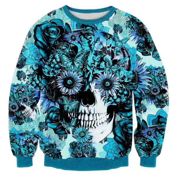 

Harajuku Men Sweatshirts Novelty Creative Design Skull Around Flowers 3D Print Hoodies Funny Style Hombre Autumn Unisex Clothing