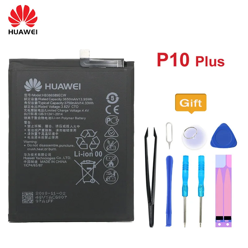 

100% Original Huawei Battery HB386589ECW for Huawei Ascend P10 Plus VKY-AL00 3650mAh High Quality Replacement Battery